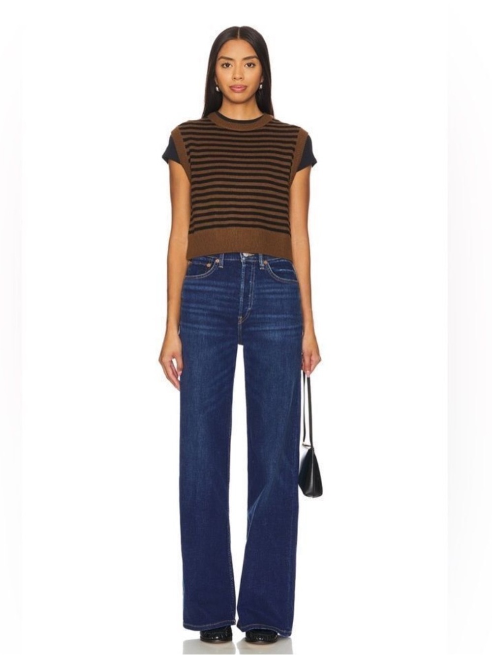 RE/DONE 70 Ultra High Rise Wide Leg Button Fly Jeans Sz 32 Quiet Luxury Polished